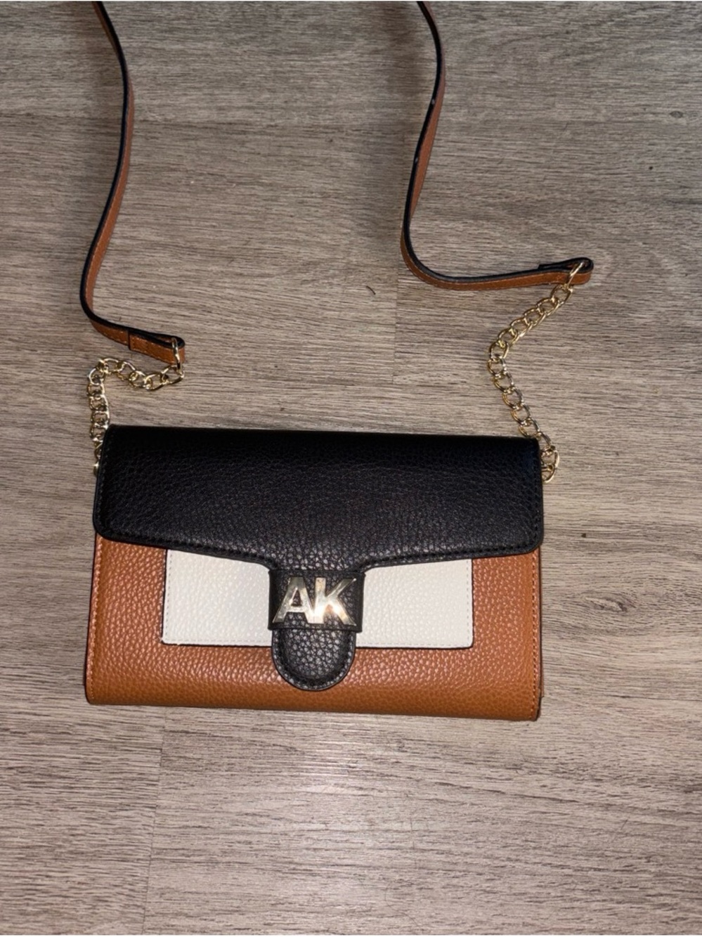 Anne Klein Black, White & Brown Colorblock Crossbody